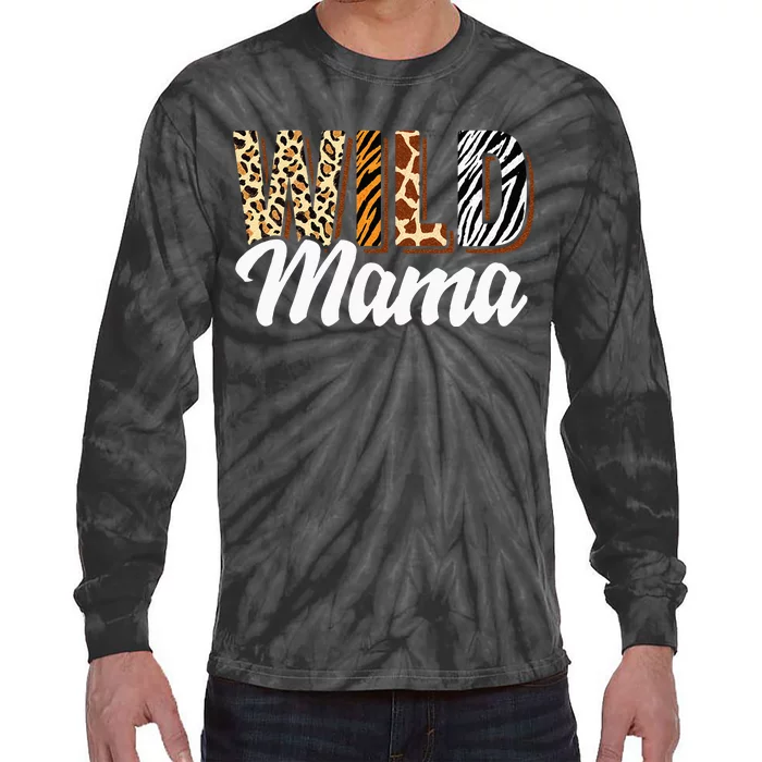 Wild Mama Zoo Born Two Be Wild Bday Safari Jungle Animal Tie-Dye Long Sleeve Shirt