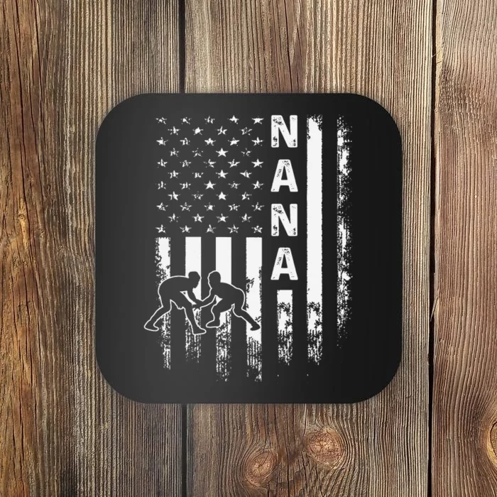 Wrestling Nana American Flag Vintage Christmas Xmas Coaster