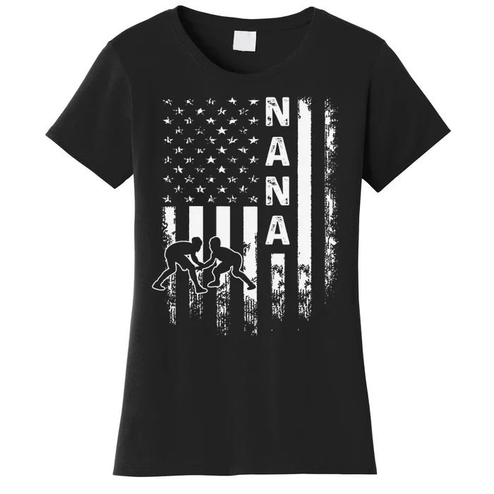 Wrestling Nana American Flag Vintage Christmas Xmas Women's T-Shirt