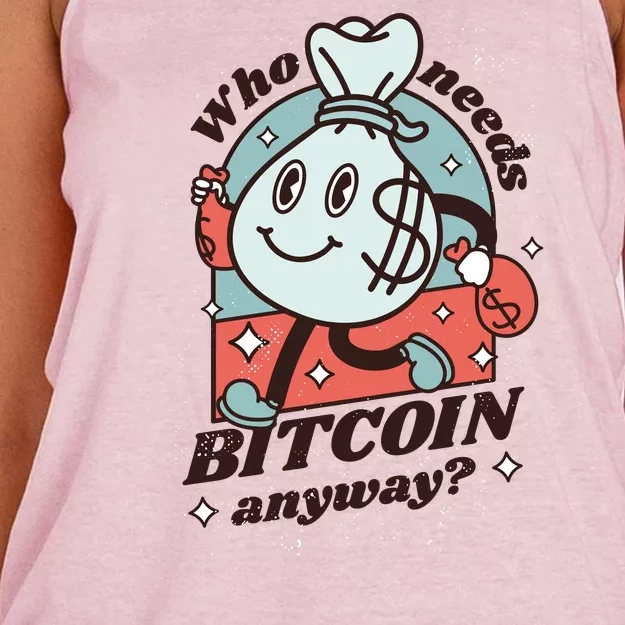 Who Needs Bitcoin Anyway Money Women's Knotted Racerback Tank