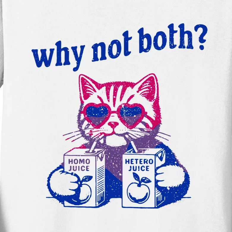 Why Not Both Funny Cat Ally Bisexual Lgbtq Gay Kids Long Sleeve Shirt