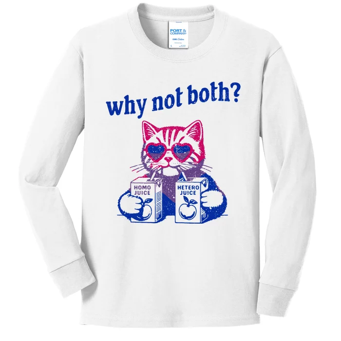 Why Not Both Funny Cat Ally Bisexual Lgbtq Gay Kids Long Sleeve Shirt