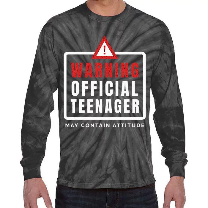 Warning Nager Birthday 13 Year Old Tie-Dye Long Sleeve Shirt