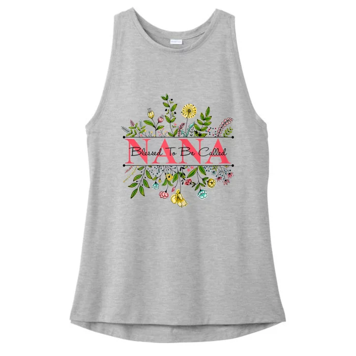 Wildflower Nana Blessed To Be Called Nana Colorful Graphic Ladies Tri-Blend Wicking Tank