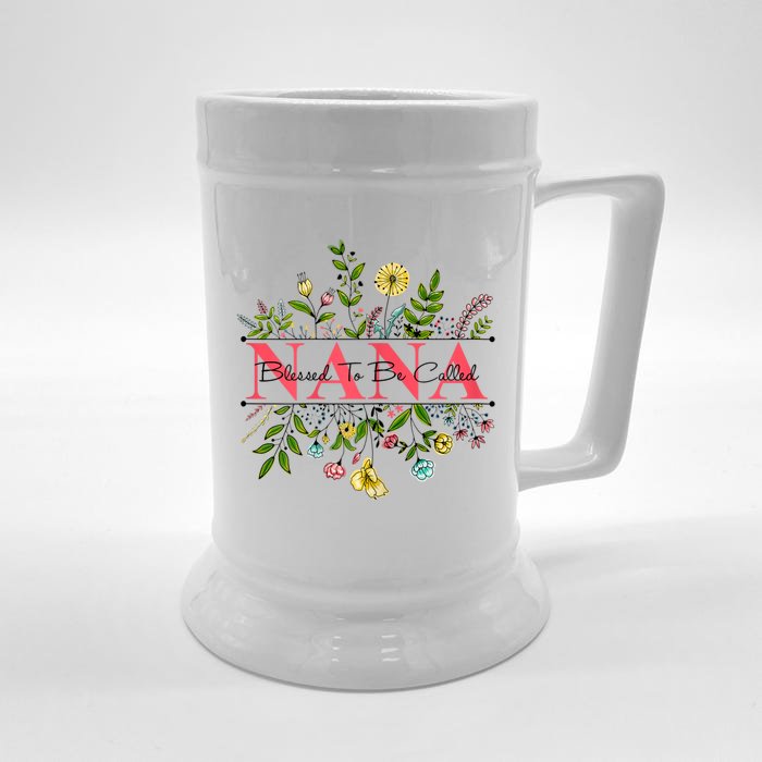 Wildflower Nana Blessed To Be Called Nana Colorful Graphic Front & Back Beer Stein