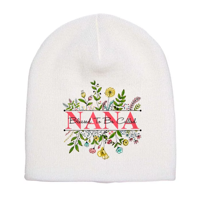 Wildflower Nana Blessed To Be Called Nana Colorful Graphic Short Acrylic Beanie