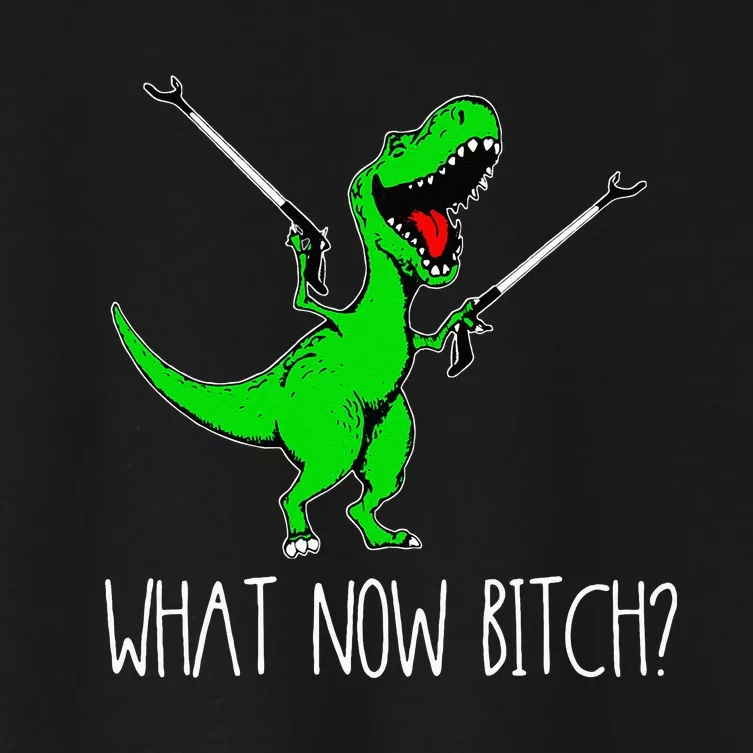 What Now Bitch Funny T Rex Dinosaur Women's Crop Top Tee