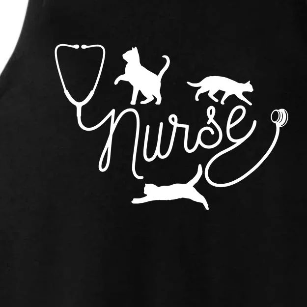 Womens Nurse Cat Mom RN Nurse And Cat Lovers VNeck Ladies Tri-Blend Wicking Tank