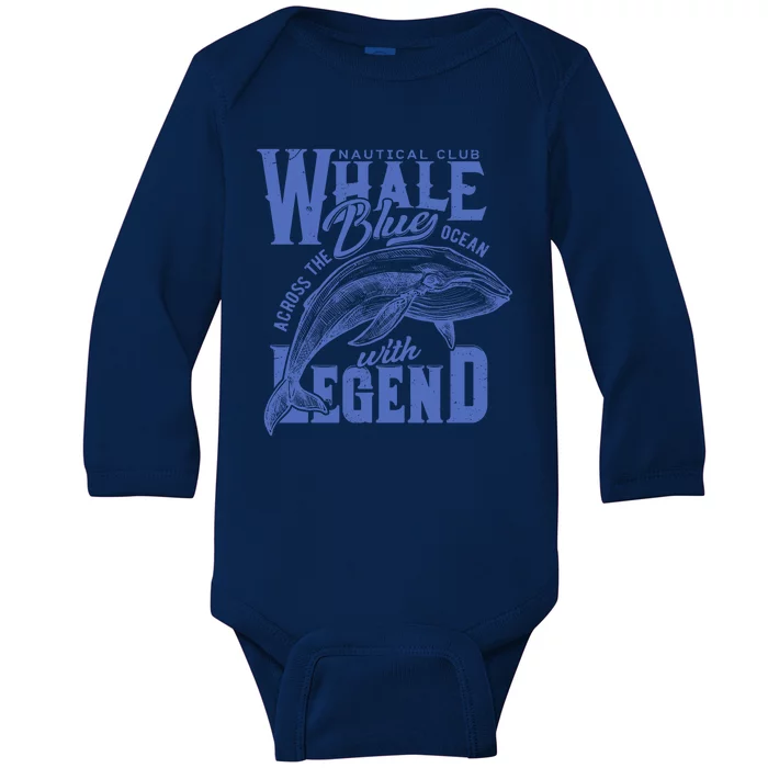 Whale Nautical Club Across The Blue Ocean With Legend Baby Long Sleeve Bodysuit