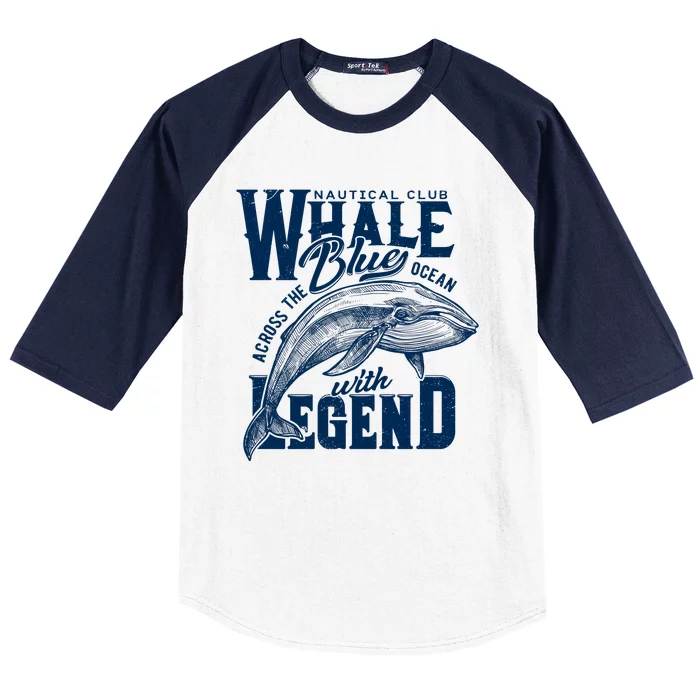 Whale Nautical Club Across The Blue Ocean With Legend Baseball Sleeve Shirt