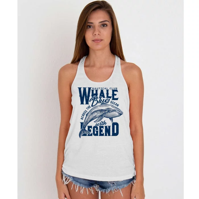 Whale Nautical Club Across The Blue Ocean With Legend Women's Knotted Racerback Tank