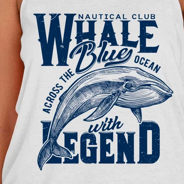 Whale Nautical Club Across The Blue Ocean With Legend Women's Knotted Racerback Tank