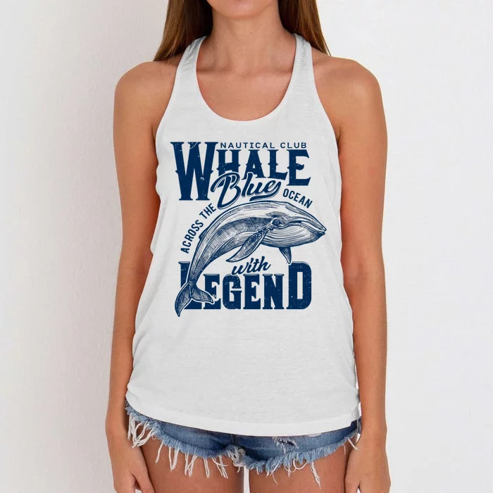 Whale Nautical Club Across The Blue Ocean With Legend Women's Knotted Racerback Tank