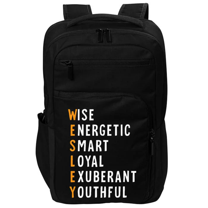 Wesley Name Definition Meaning Funny Birthday Impact Tech Backpack