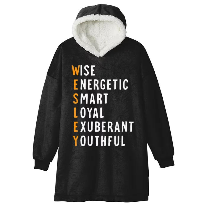 Wesley Name Definition Meaning Funny Birthday Hooded Wearable Blanket