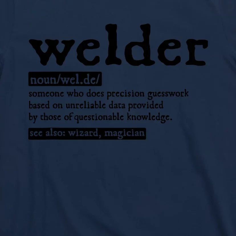 Welder Noun Definition Flame Metalsmith Fabricator T-Shirt