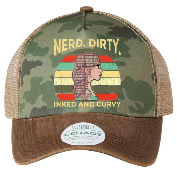 Wo Nerdy Dirty Inked Curvy Books Tattoo Gift Legacy Tie Dye Trucker Hat