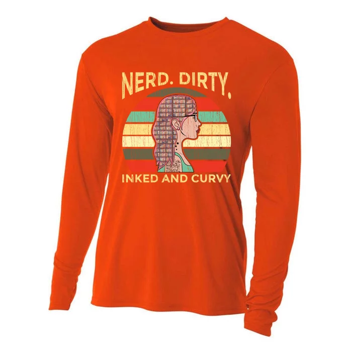 Wo Nerdy Dirty Inked Curvy Books Tattoo Gift Cooling Performance Long Sleeve Crew