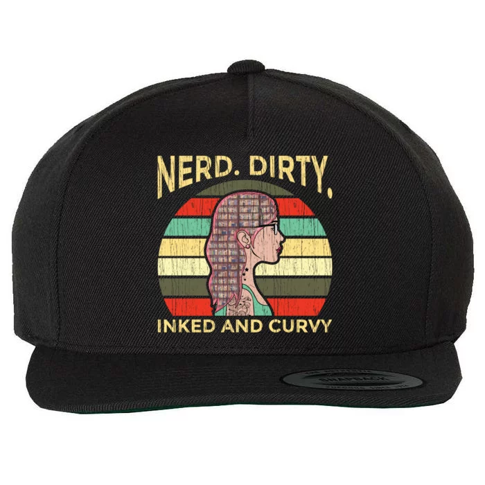 Wo Nerdy Dirty Inked Curvy Books Tattoo Gift Wool Snapback Cap