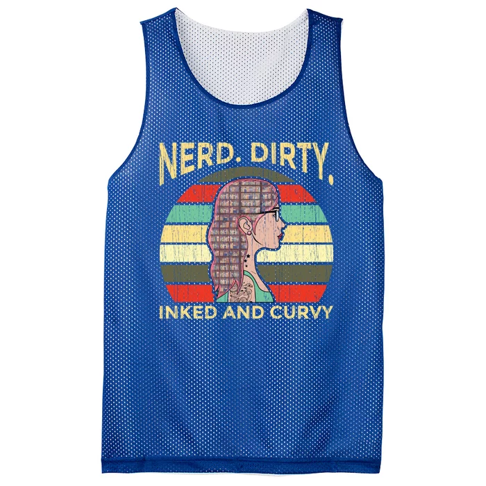 Wo Nerdy Dirty Inked Curvy Books Tattoo Gift Mesh Reversible Basketball Jersey Tank