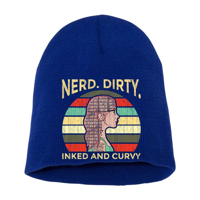 Wo Nerdy Dirty Inked Curvy Books Tattoo Gift Short Acrylic Beanie