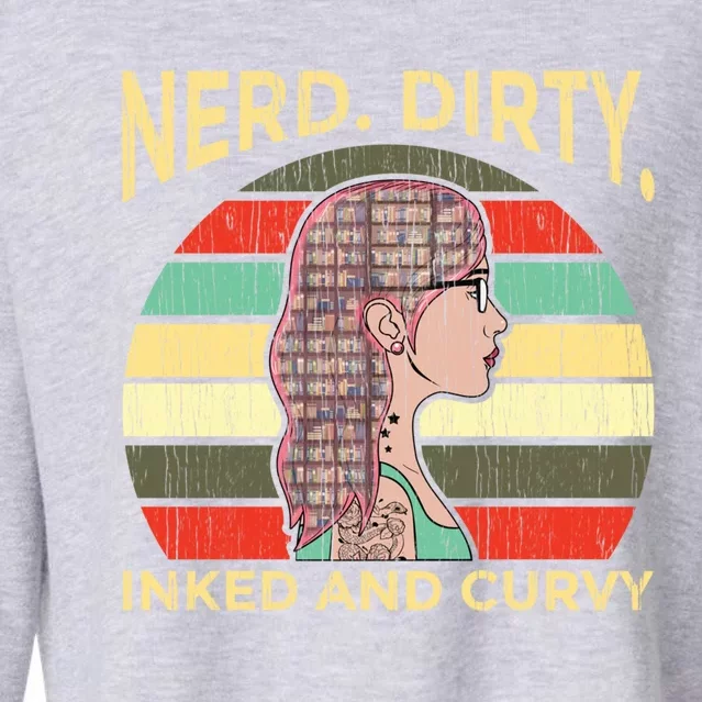 Wo Nerdy Dirty Inked Curvy Books Tattoo Gift Cropped Pullover Crew