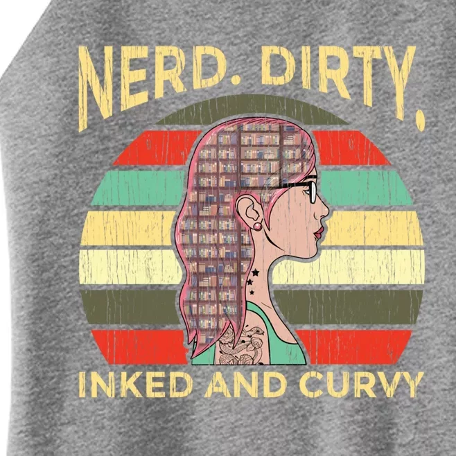 Wo Nerdy Dirty Inked Curvy Books Tattoo Gift Women’s Perfect Tri Rocker Tank