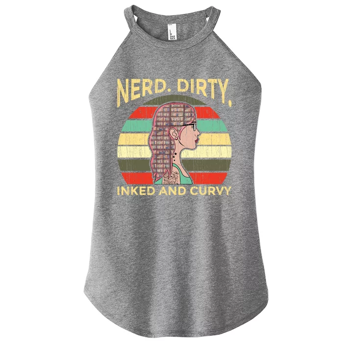 Wo Nerdy Dirty Inked Curvy Books Tattoo Gift Women’s Perfect Tri Rocker Tank