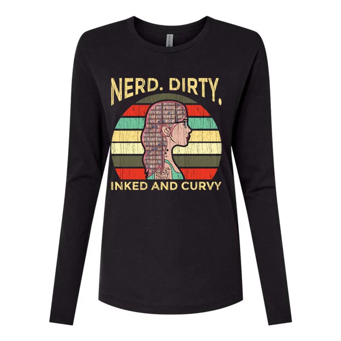 Wo Nerdy Dirty Inked Curvy Books Tattoo Gift Womens Cotton Relaxed Long Sleeve T-Shirt