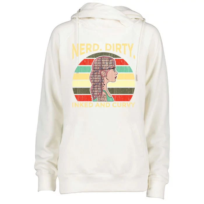 Wo Nerdy Dirty Inked Curvy Books Tattoo Gift Womens Funnel Neck Pullover Hood