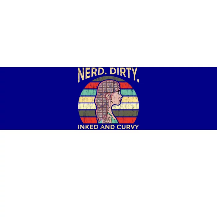 Wo Nerdy Dirty Inked Curvy Books Tattoo Gift Bumper Sticker