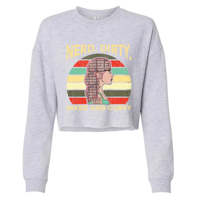 Wo Nerdy Dirty Inked Curvy Books Tattoo Gift Cropped Pullover Crew