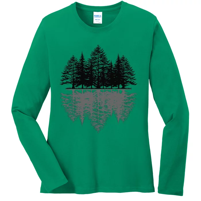 Wildlife Nature Forest Trees Reflection Outdoor Forest Ladies Long Sleeve Shirt