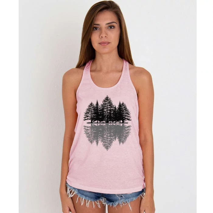 Wildlife Nature Forest Trees Reflection Outdoor Forest Women's Knotted Racerback Tank