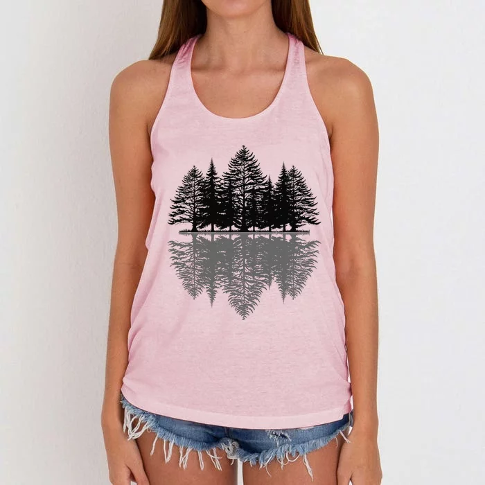 Wildlife Nature Forest Trees Reflection Outdoor Forest Women's Knotted Racerback Tank