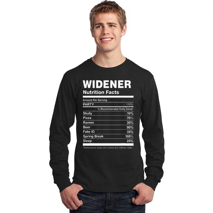 Widener Nutrition Facts College University Tall Long Sleeve T-Shirt