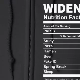 Widener Nutrition Facts College University Full Zip Hoodie