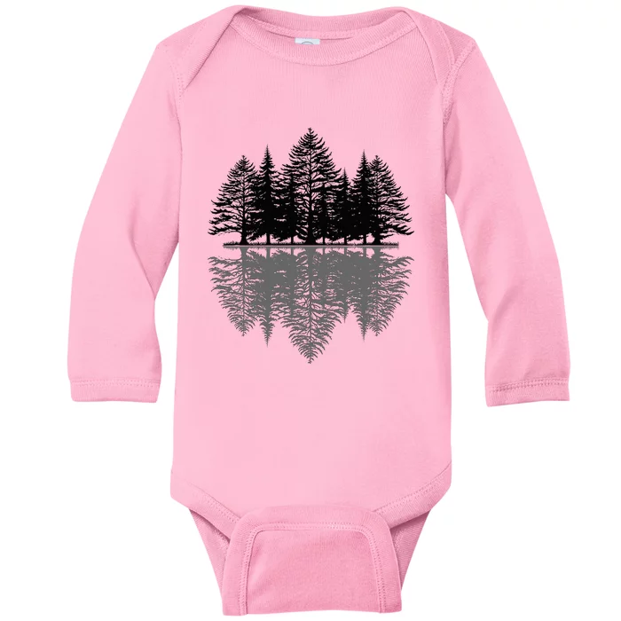 Wildlife Nature Forest Trees Reflection Outdoor Forest Baby Long Sleeve Bodysuit