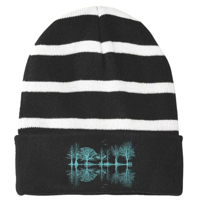 Wildlife Nature Forest Trees Reflection Outdoor Forest Mountain Wildlife Nature Striped Beanie with Solid Band