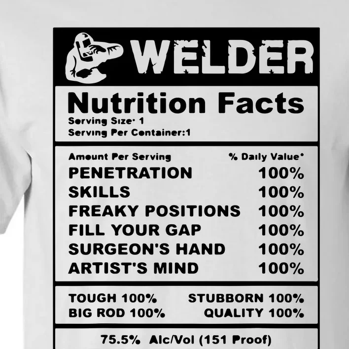 Welder Nutrition Facts Welder Tall T-Shirt