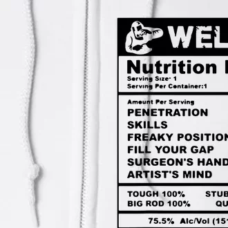 Welder Nutrition Facts Welder Full Zip Hoodie