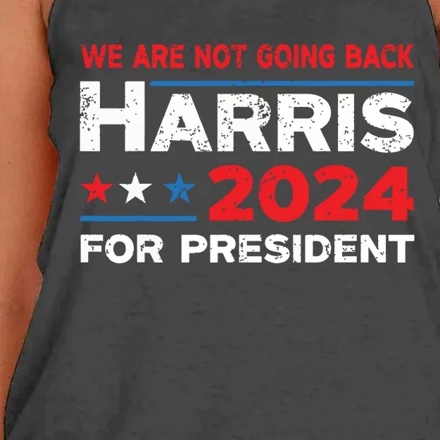 Were Not Going Back Kamala Harris For President 2024 Women's Knotted Racerback Tank