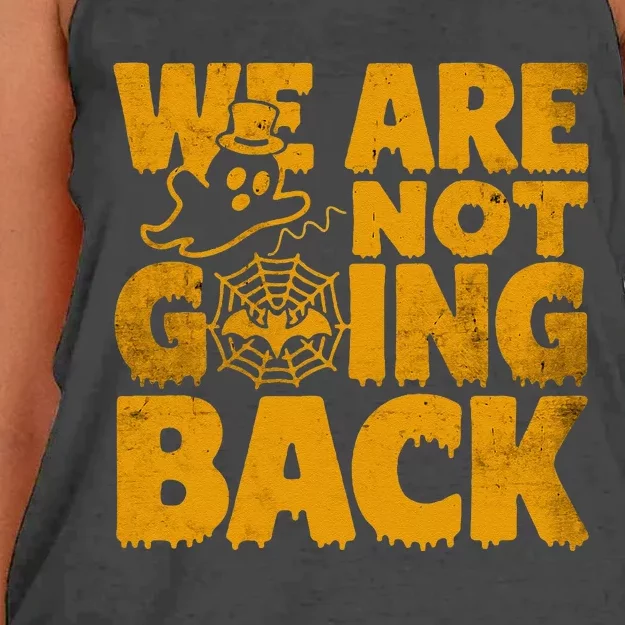 WeRe Not Going Back Vote Kamala Harris 2024 Halloween Ghost Women's Knotted Racerback Tank