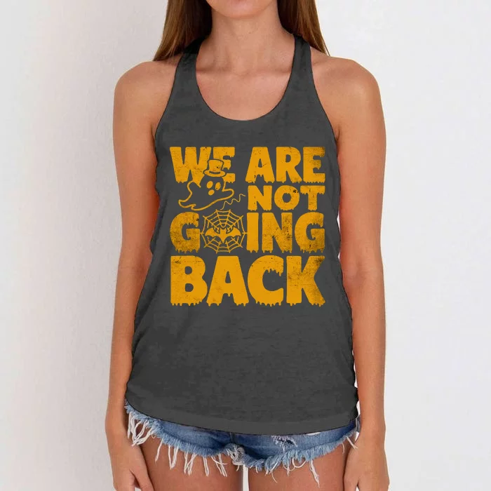 WeRe Not Going Back Vote Kamala Harris 2024 Halloween Ghost Women's Knotted Racerback Tank