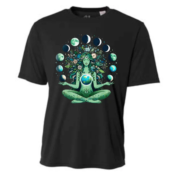 Witchy Nature Goddess Mother Earth Day Moon Cooling Performance Crew T-Shirt