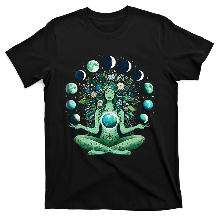 Witchy Nature Goddess Mother Earth Day Moon T-Shirt