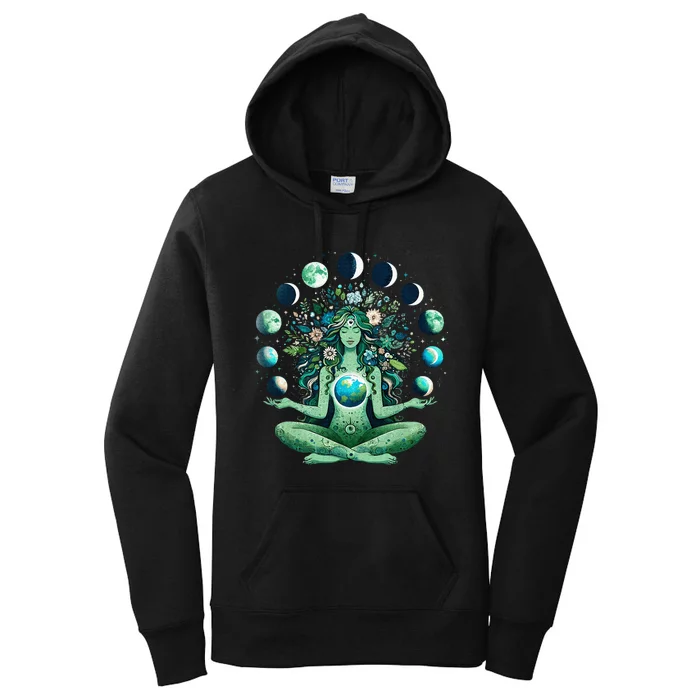 Witchy Nature Goddess Mother Earth Day Moon Women's Pullover Hoodie