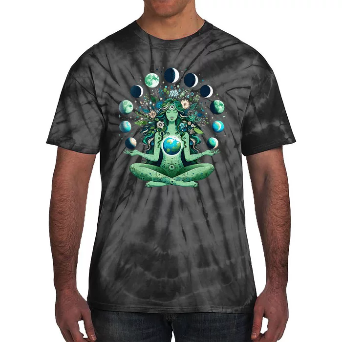 Witchy Nature Goddess Mother Earth Day Moon Tie-Dye T-Shirt