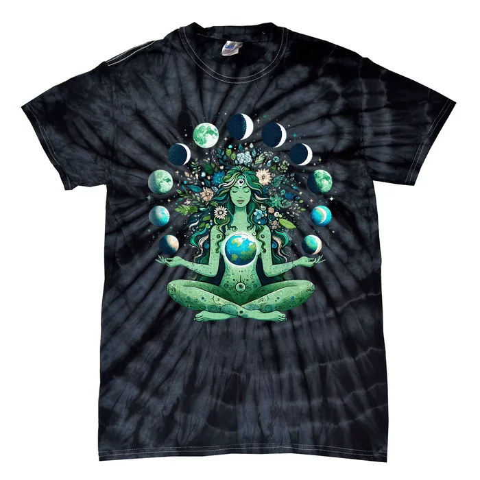 Witchy Nature Goddess Mother Earth Day Moon Tie-Dye T-Shirt