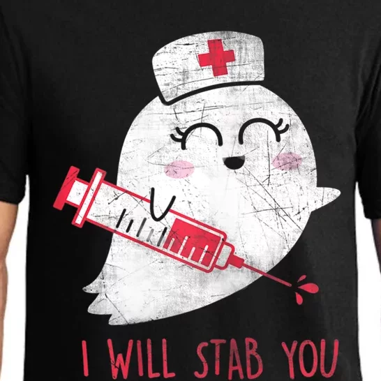 Wo Nurse Ghost I Will Stab You Gift Funny Halloween Cute Gift Pajama Set